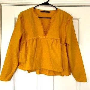 Zara Trafaluc Mustard Color Babydoll Top